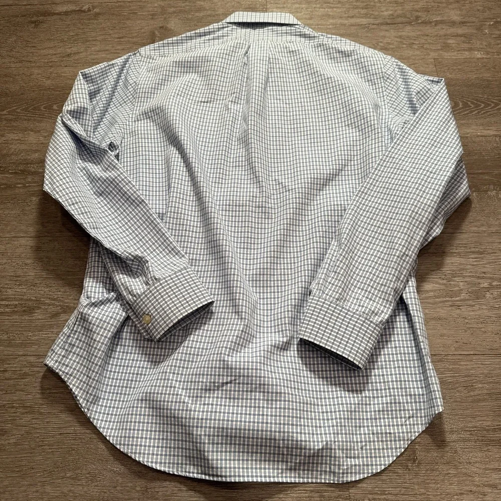 Banana‎ Republic Shirt Mens M Blue Cotton Non-Iron Classic Fit Check Business